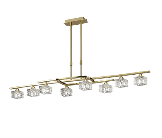 Zen Rectangular Telescopic Convertible To Semi Flush 8 Light G9, Polished Brass by Mantra