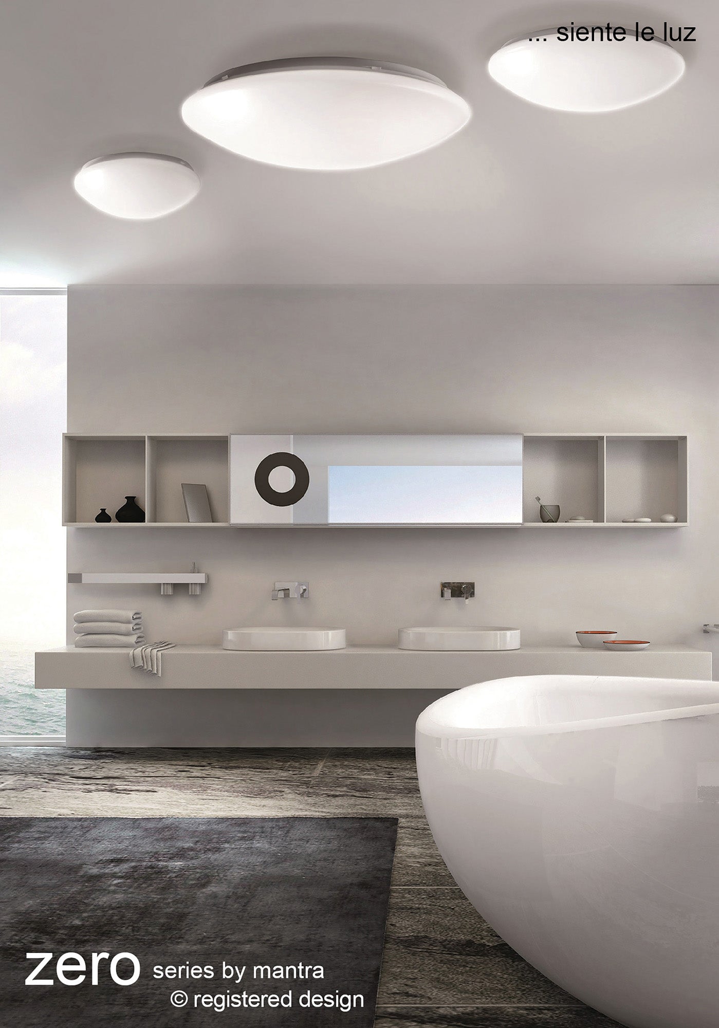 Zero Flush Ceiling / Wall 28W LED Large 3000K, 2800lm, White Acrylic, 3yrs Warranty by Mantra