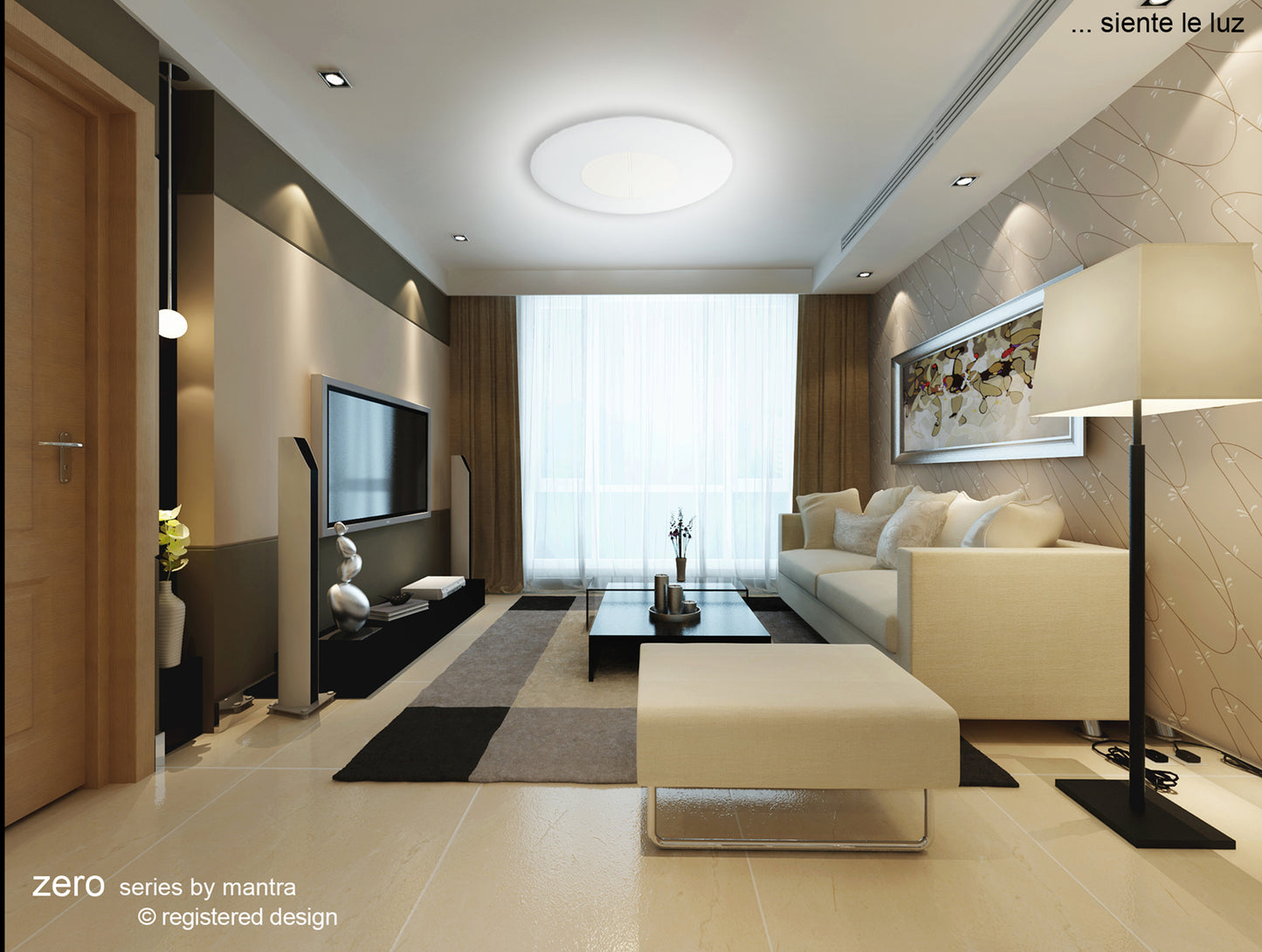 Zero Flush Ceiling/Wall 18W LED Medium 3000K, 1800lm, White Acrylic, 3yrs Warranty by Mantra
