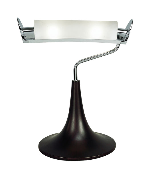 Zira Table Lamp 2 Light G9, Polished Chrome/Frosted White Glass/Wenge by Mantra