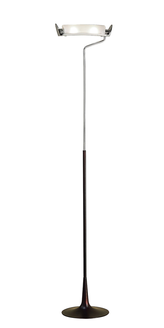 Zira Floor Lamp 2 Light G9, Polished Chrome/Frosted White Glass/Wenge, NOT LED/CFL Compatible by Mantra