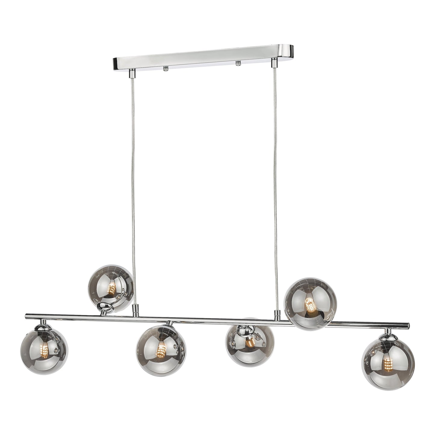 Spiral 6 Light Bar Pendant Polished Chrome Smoked Glass