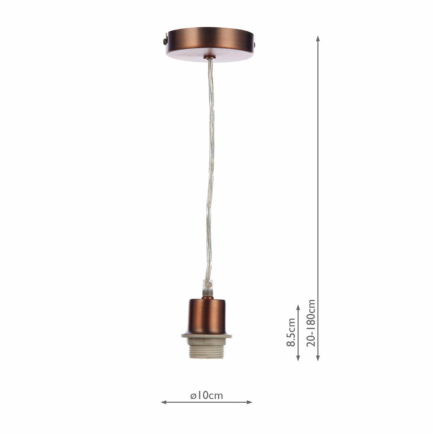 dar lighting 1 Light Aged Copper E27 Suspension With Clear Cable SP64