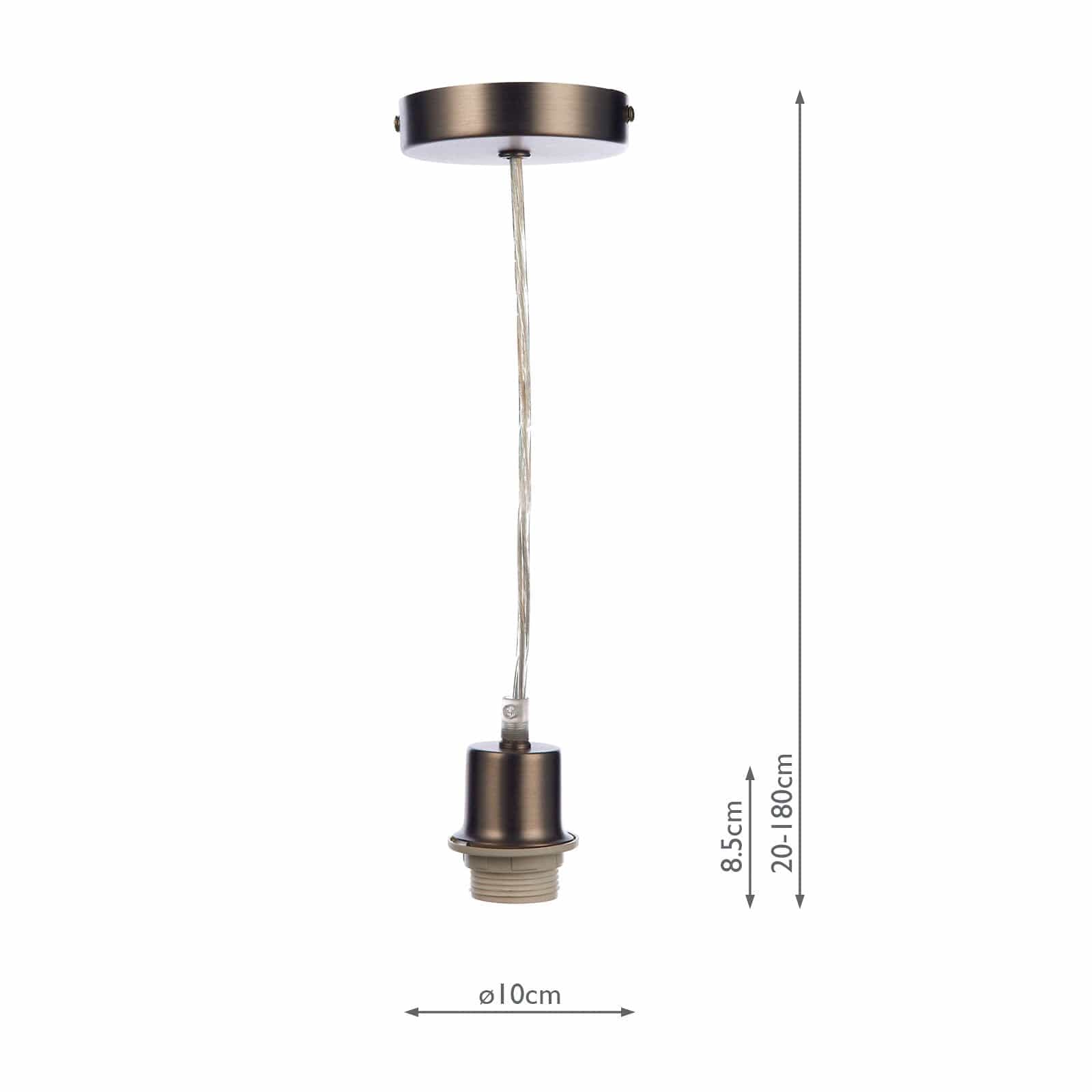 dar lighting 1 Light Antique Chrome E27 Suspension With Clear Cable SP61