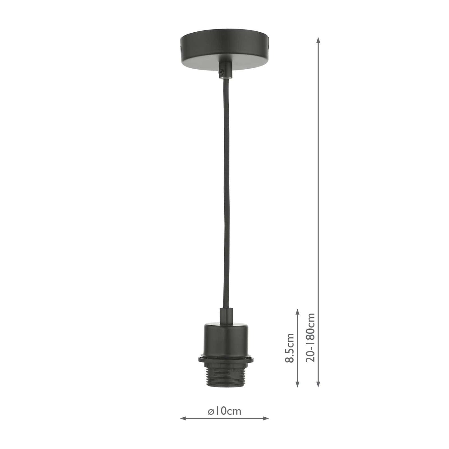 dar lighting 1 Light Matt Black E27 Suspension With Black Cable SP69