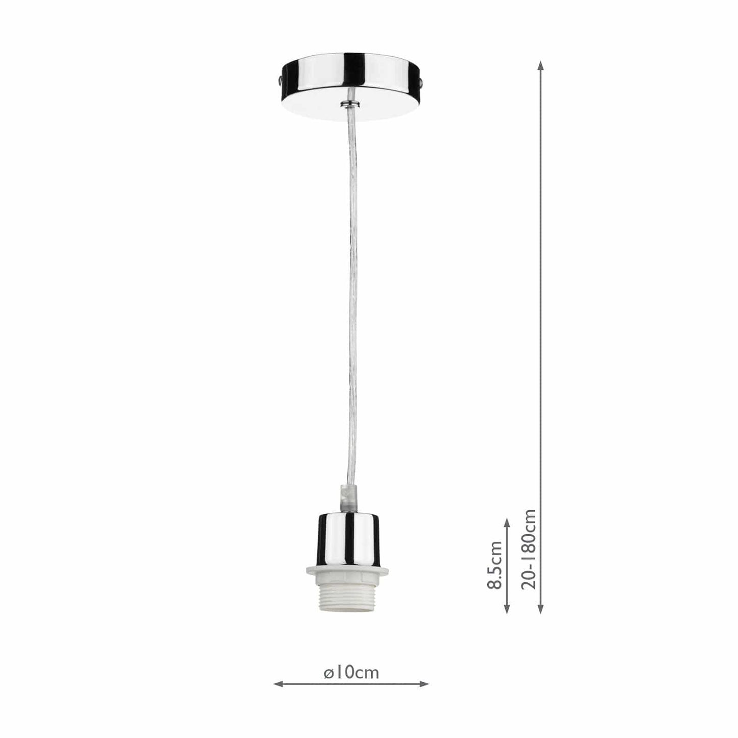 dar lighting 1 Light Polished Chrome E27 Suspension With Clear Cable SP65