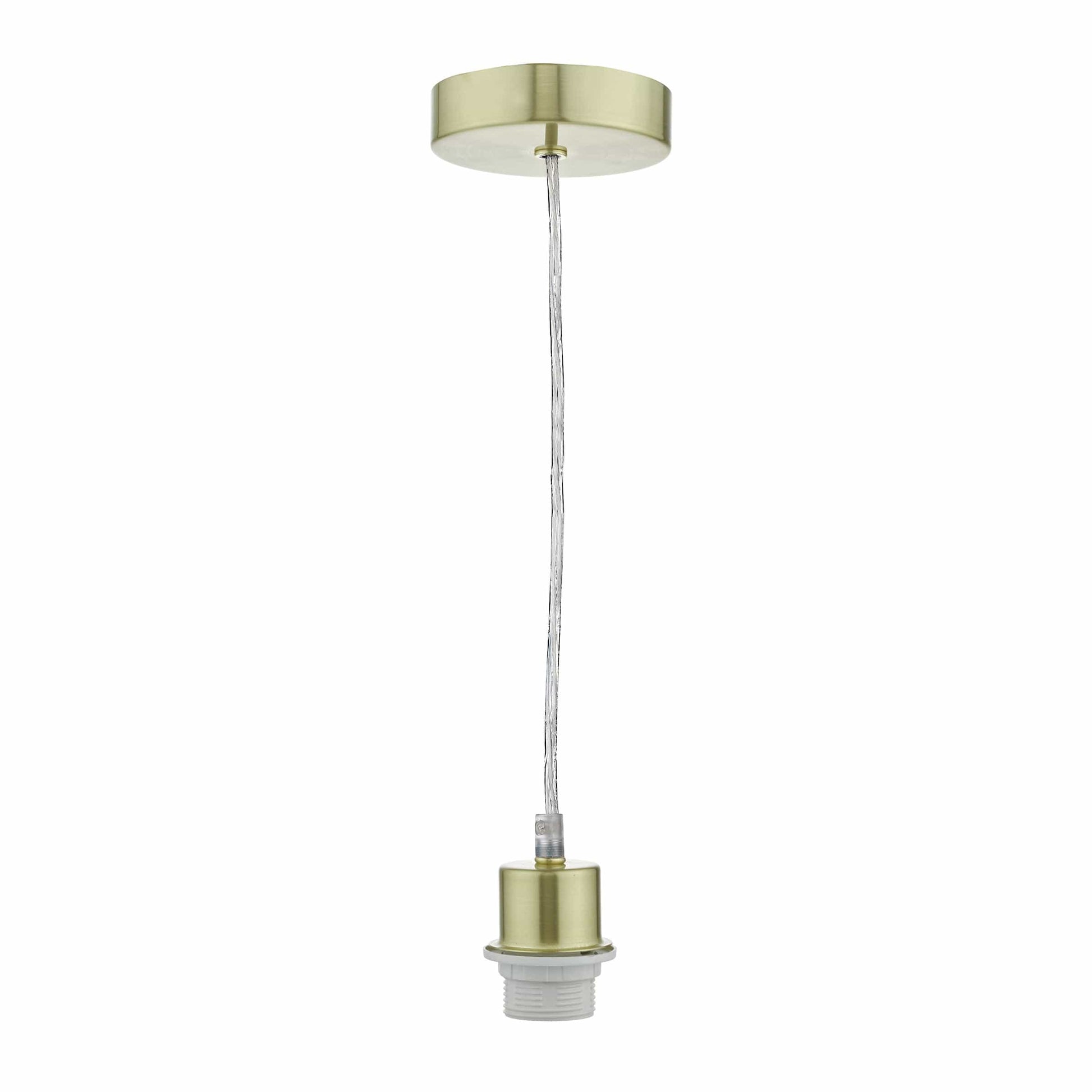 dar lighting 1 Light Satin Brass E27 Suspension With Clear Cable SP63