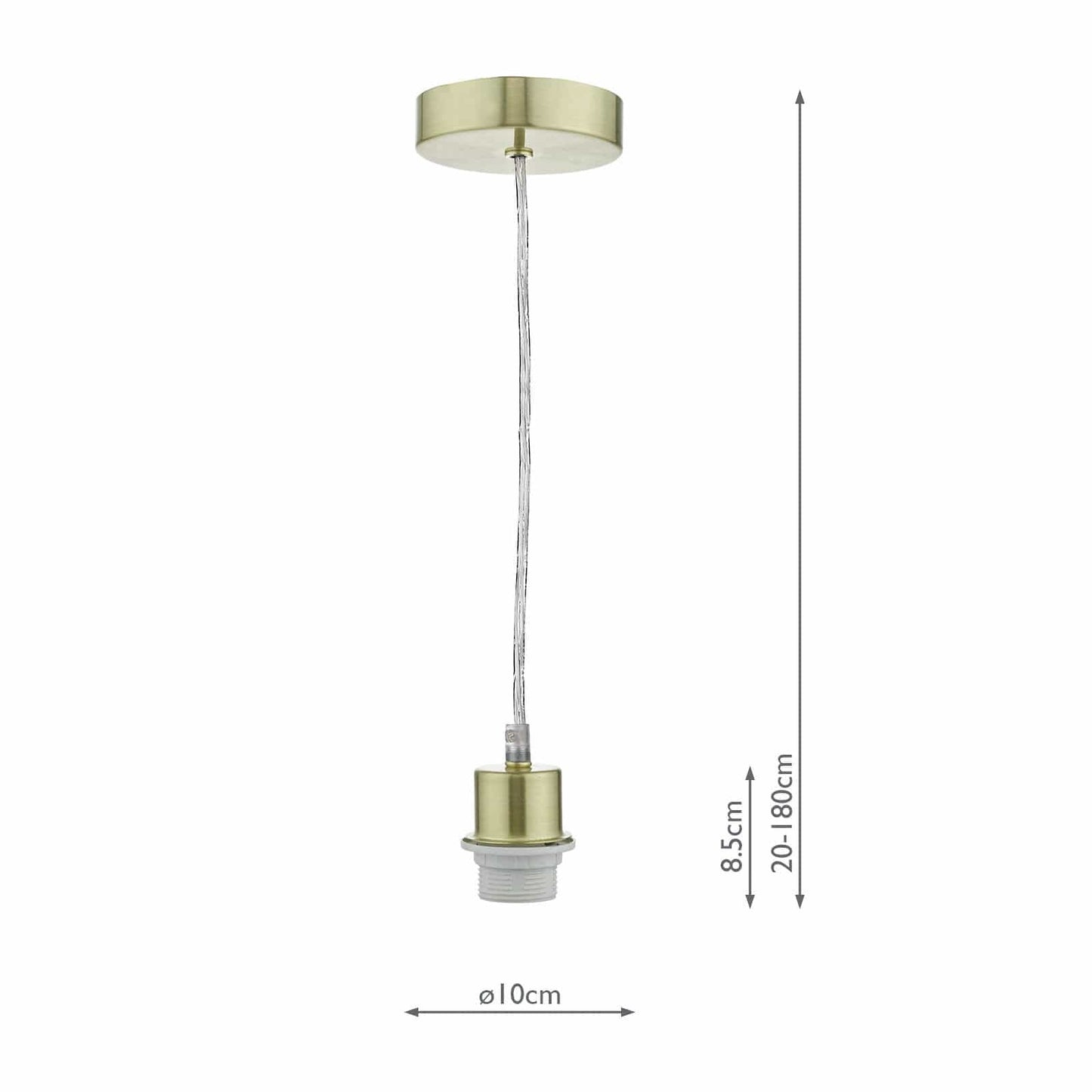 dar lighting 1 Light Satin Brass E27 Suspension With Clear Cable SP63