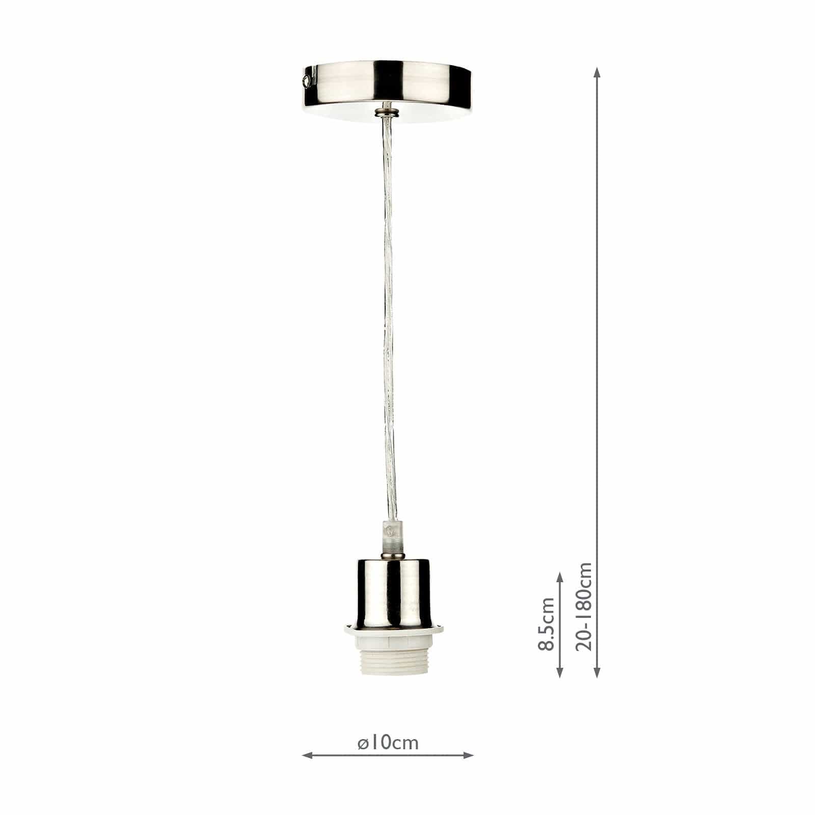 dar lighting 1 Light Satin Chrome E27 Suspension With Clear Cable SP68