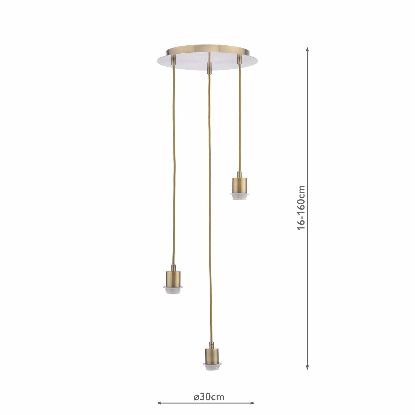 dar lighting 3 Light Antique Brass E27 Suspension Cluster SPC0375