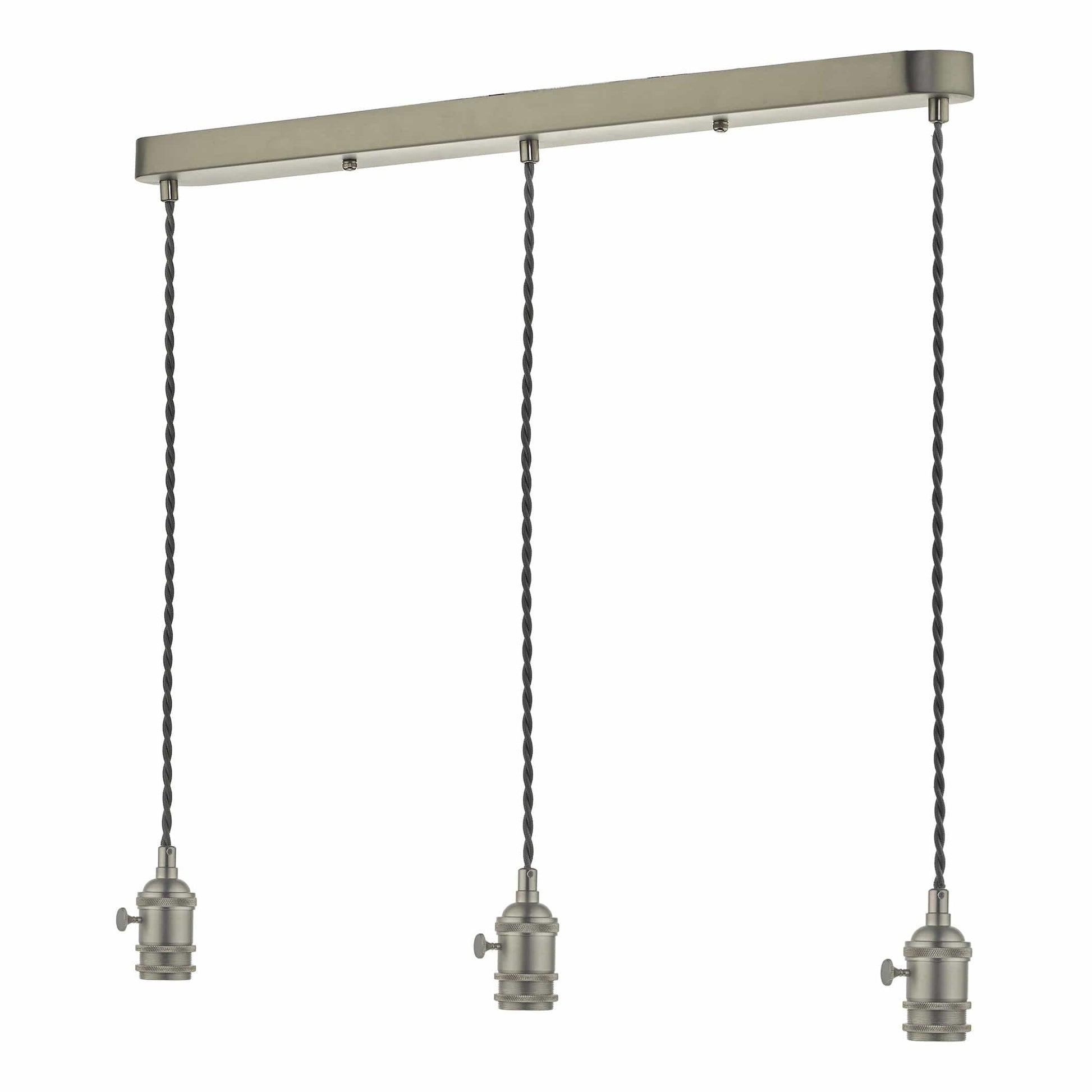 dar lighting 3 Light Bar Suspension Antique Chrome With Grey Cable SPB3661