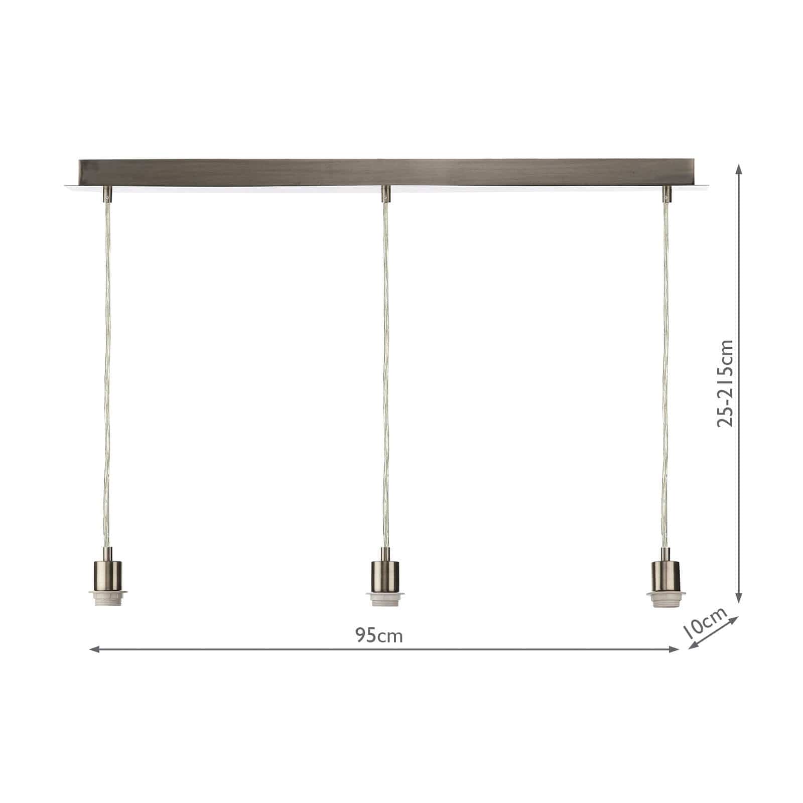 dar lighting 3 Light Satin Chrome E27 Suspension With Clear Cable SP368