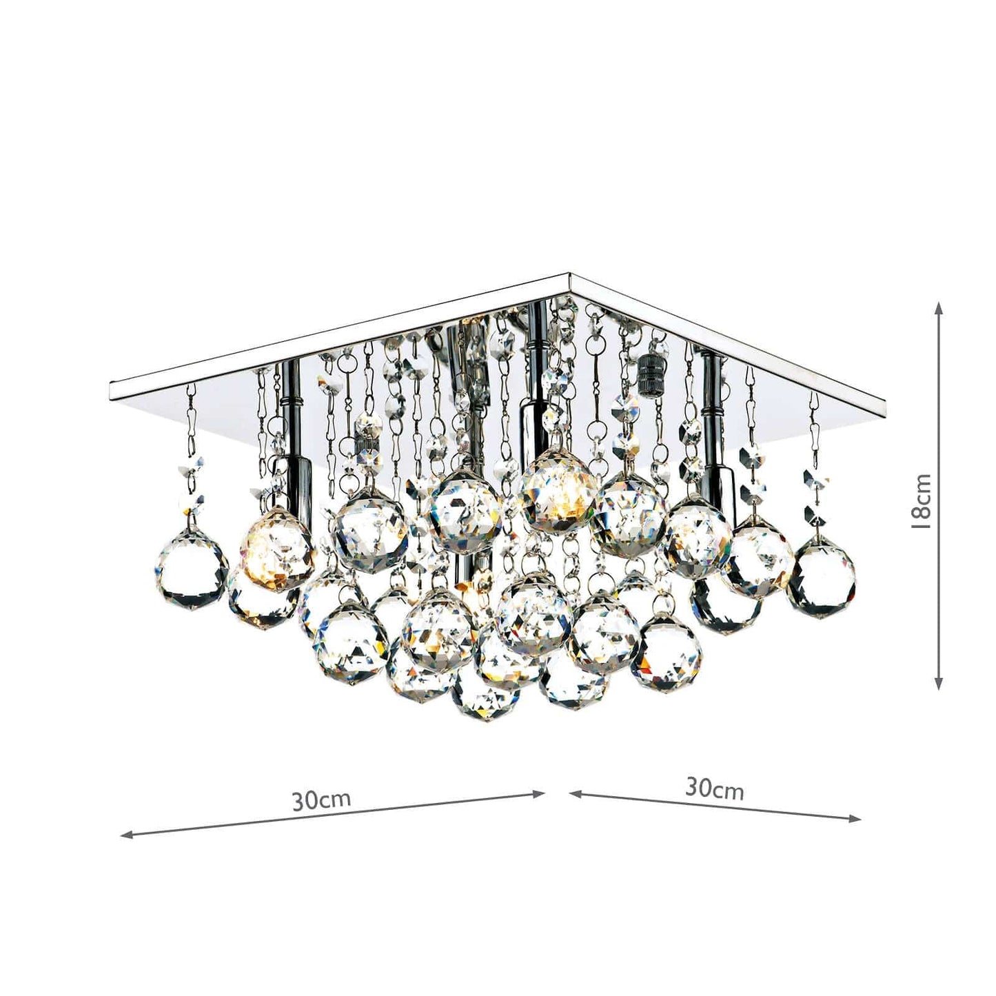 dar lighting Abacus 4 Light Flush Polished Chrome Crystal ABA5250