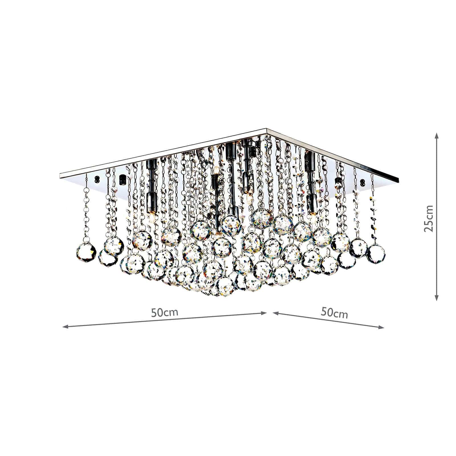 dar lighting Abacus 5 Light Flush Polished Chrome Crystal ABA5050