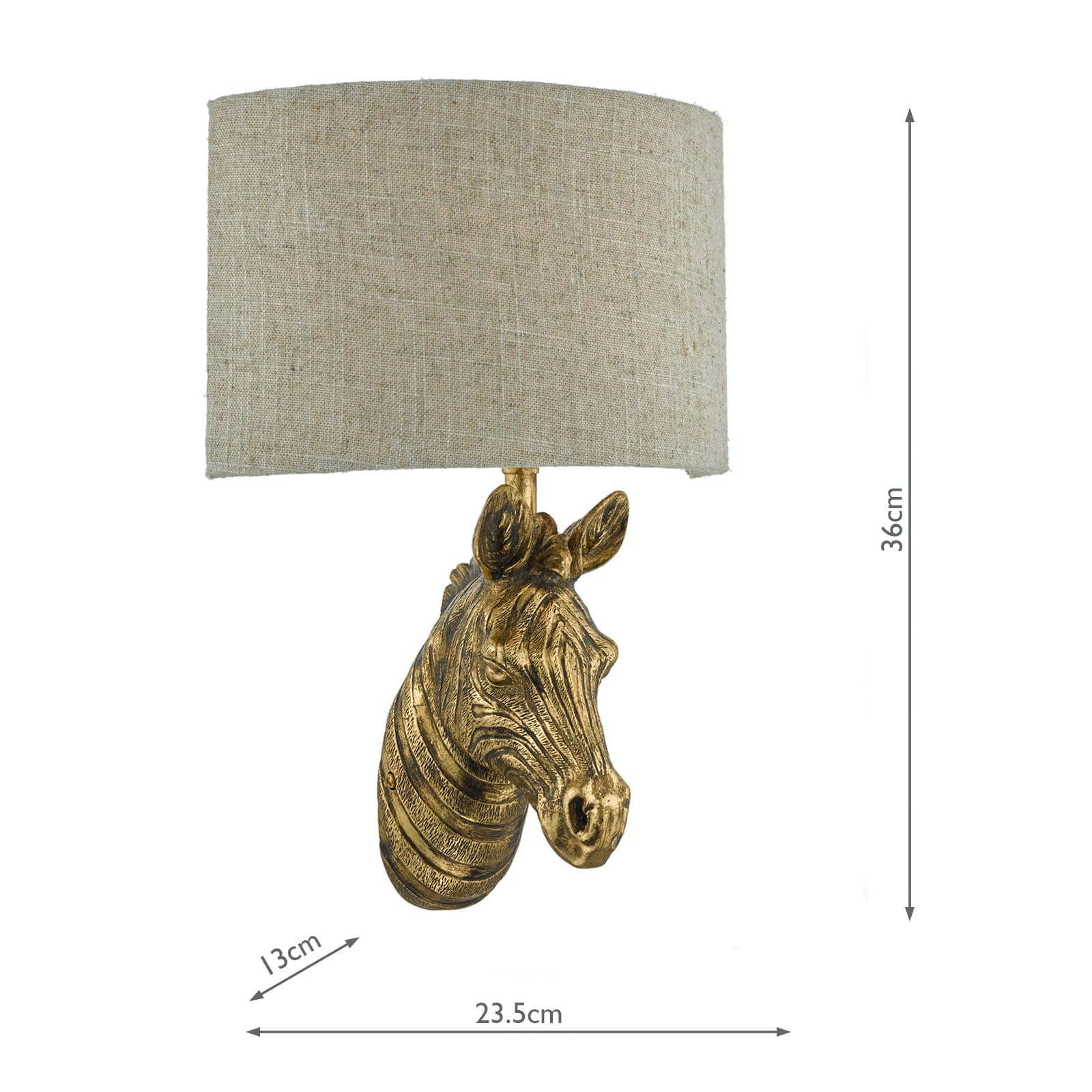 dar lighting Abby Zebra Wall Light Gold with Natural Linen Shade ABB0735