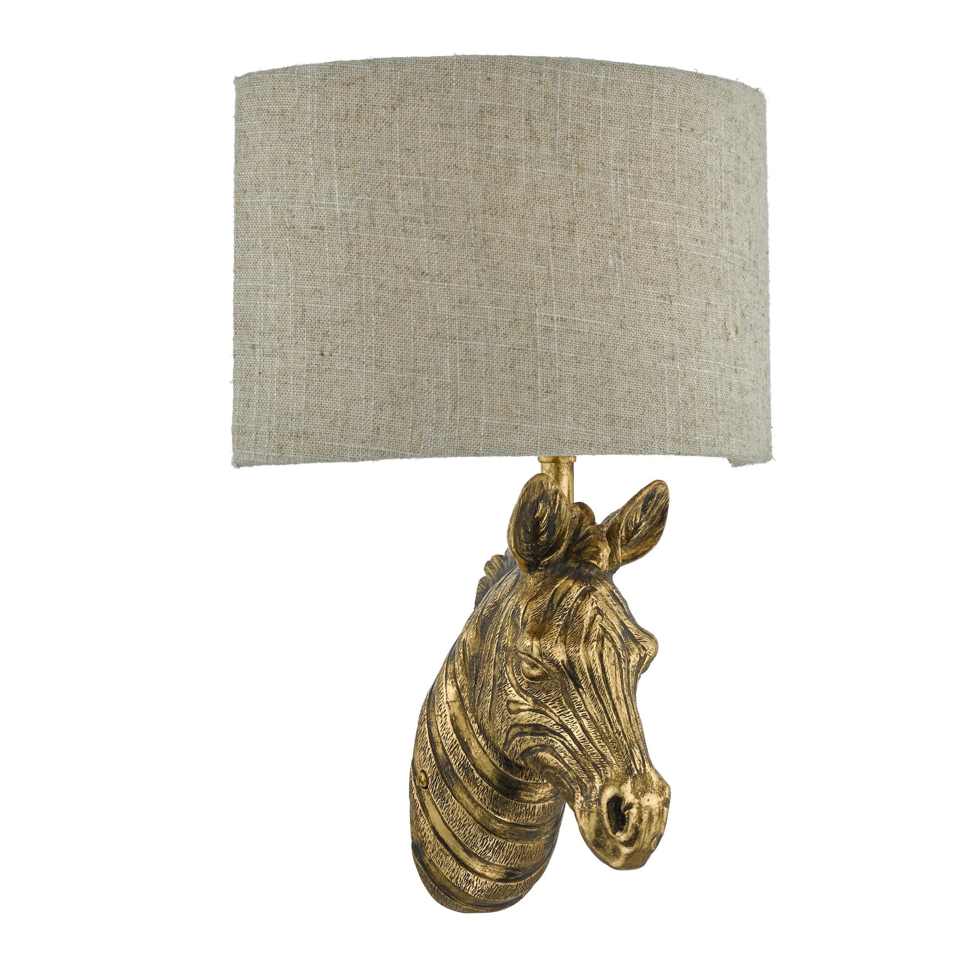 dar lighting Abby Zebra Wall Light Gold with Natural Linen Shade ABB0735