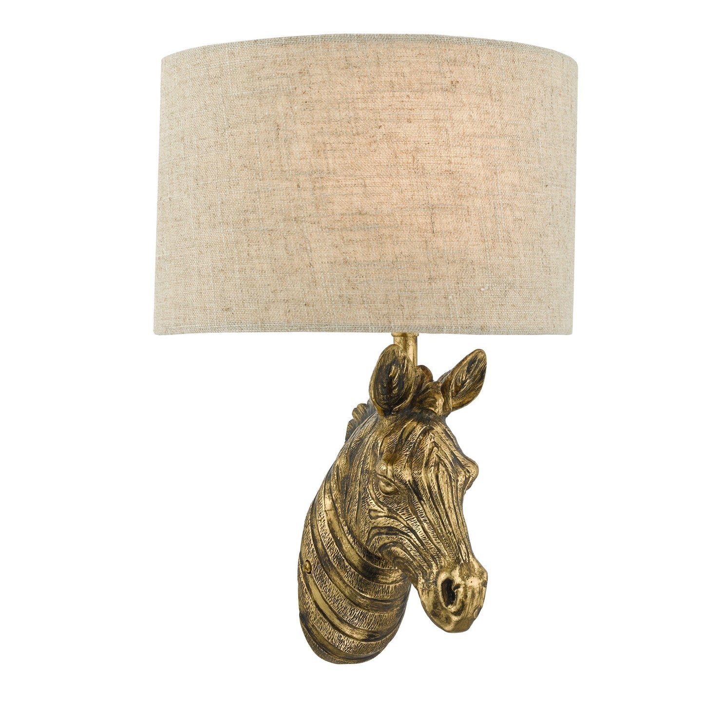 dar lighting Abby Zebra Wall Light Gold with Natural Linen Shade ABB0735