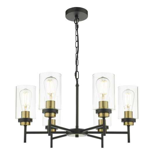 dar lighting Abel 6 Light Pendant Satin Black Glass ABE0654