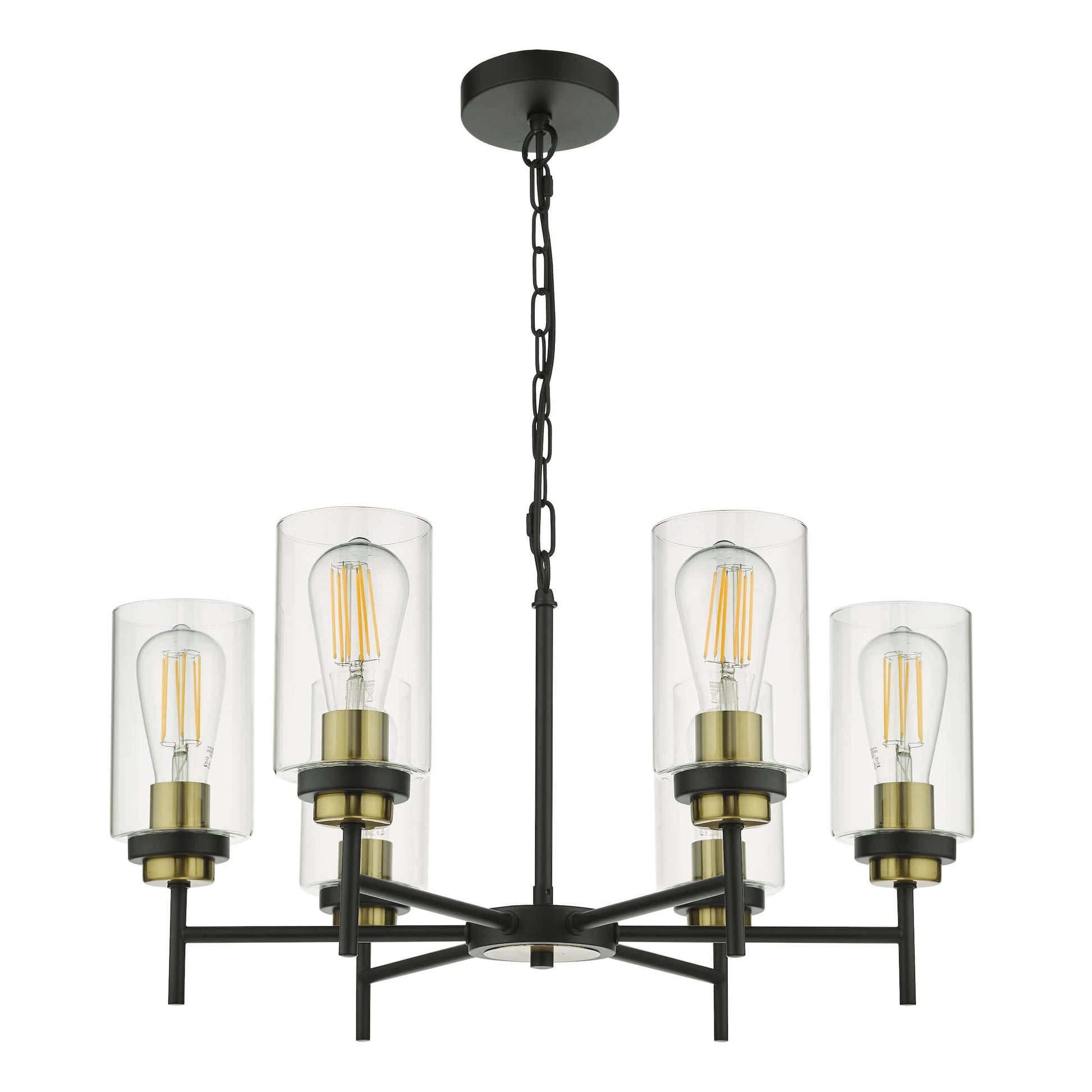 dar lighting Abel 6 Light Pendant Satin Black Glass ABE0654
