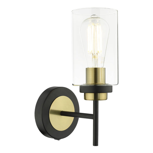 dar lighting Abel Wall Light Satin Black & Gold with Glass Shades ABE0754