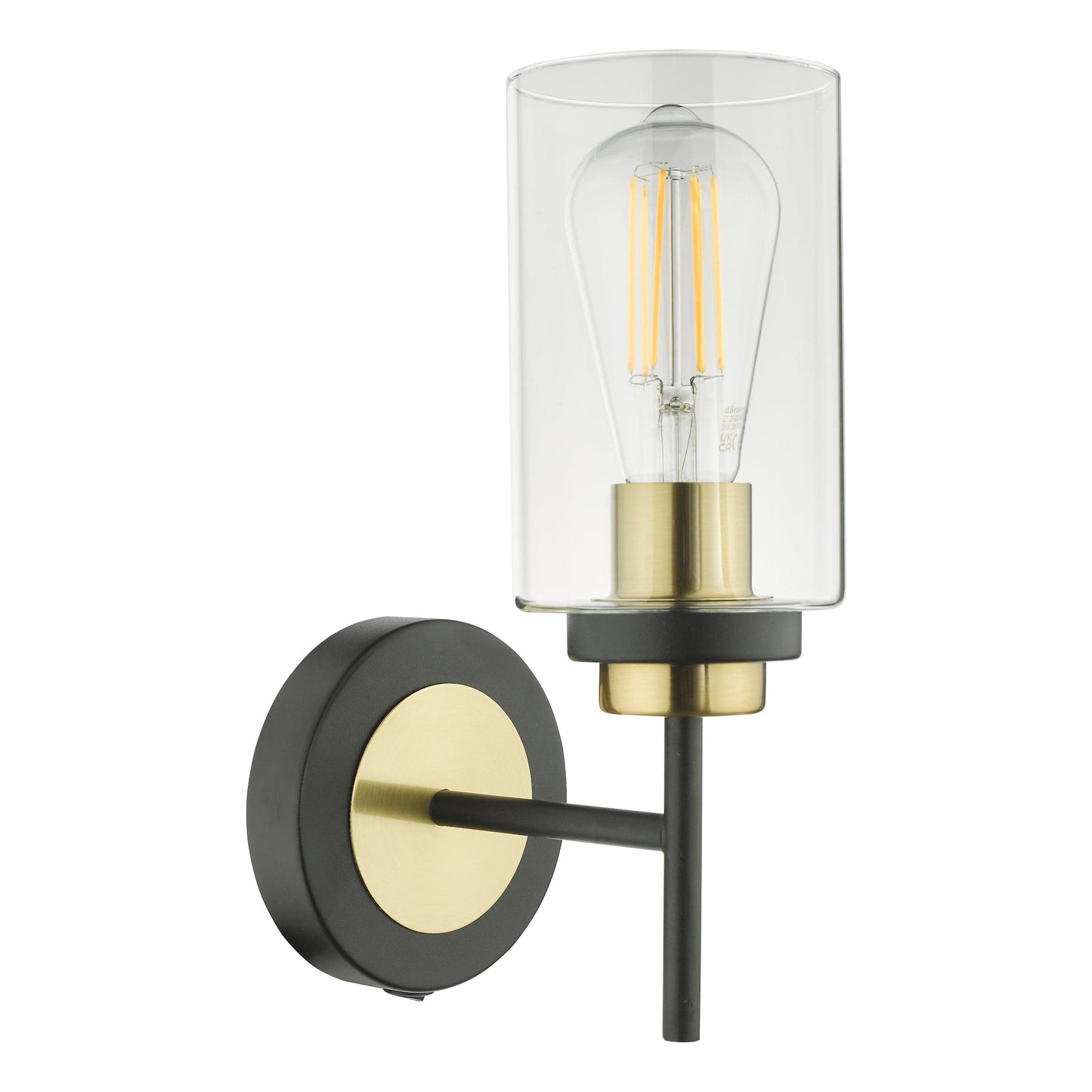 dar lighting Abel Wall Light Satin Black & Gold with Glass Shades ABE0754