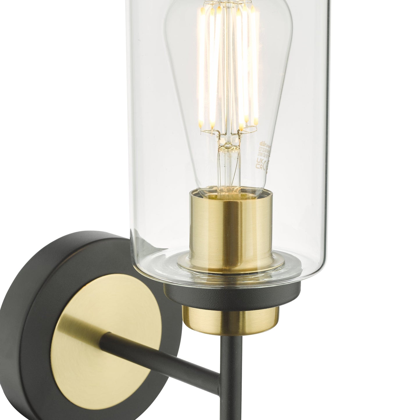 dar lighting Abel Wall Light Satin Black & Gold with Glass Shades ABE0754