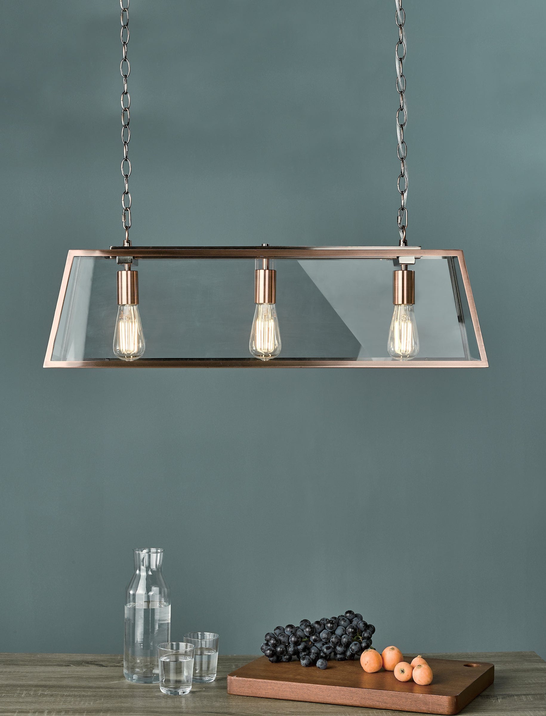 dar lighting Academy 3 Light Bar Pendant Antique Copper ACA0364