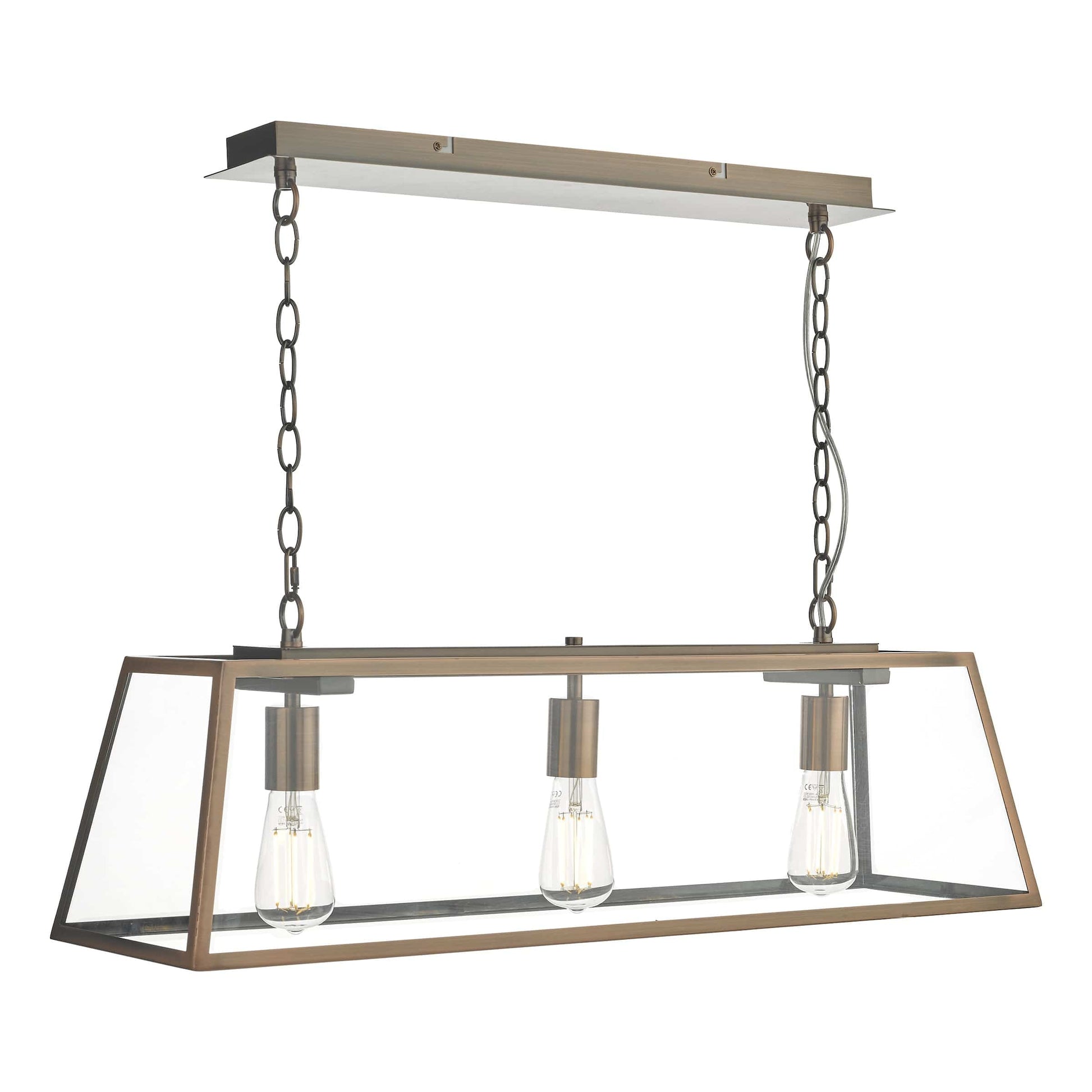 dar lighting Academy 3 Light Bar Pendant Antique Copper ACA0364