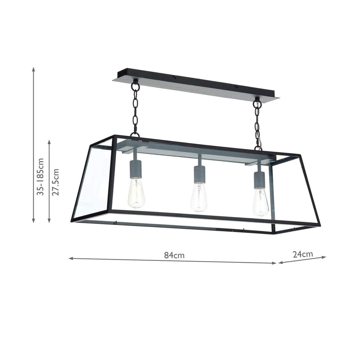 dar lighting Academy 3 Light Pendant Black ACA0322