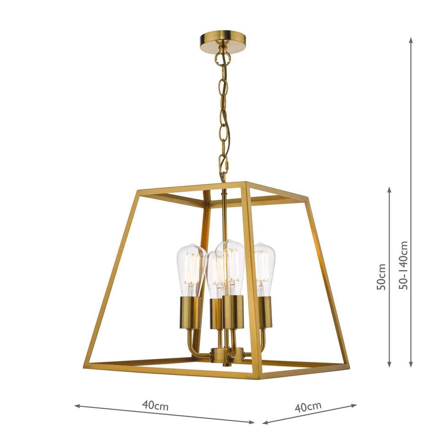 dar lighting Academy 4 Light Lantern Natural Brass ACA8635