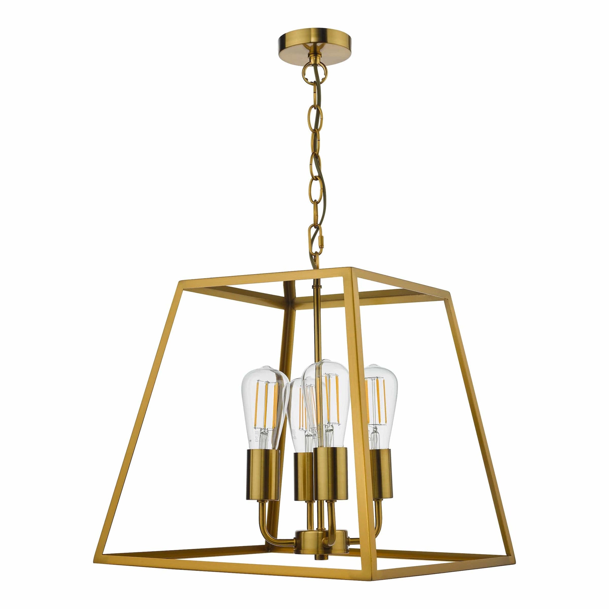 dar lighting Academy 4 Light Lantern Natural Brass ACA8635