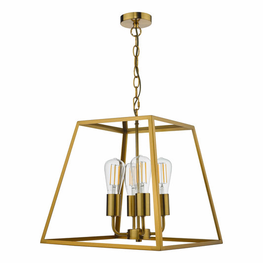 dar lighting Academy 4 Light Lantern Natural Brass ACA8635