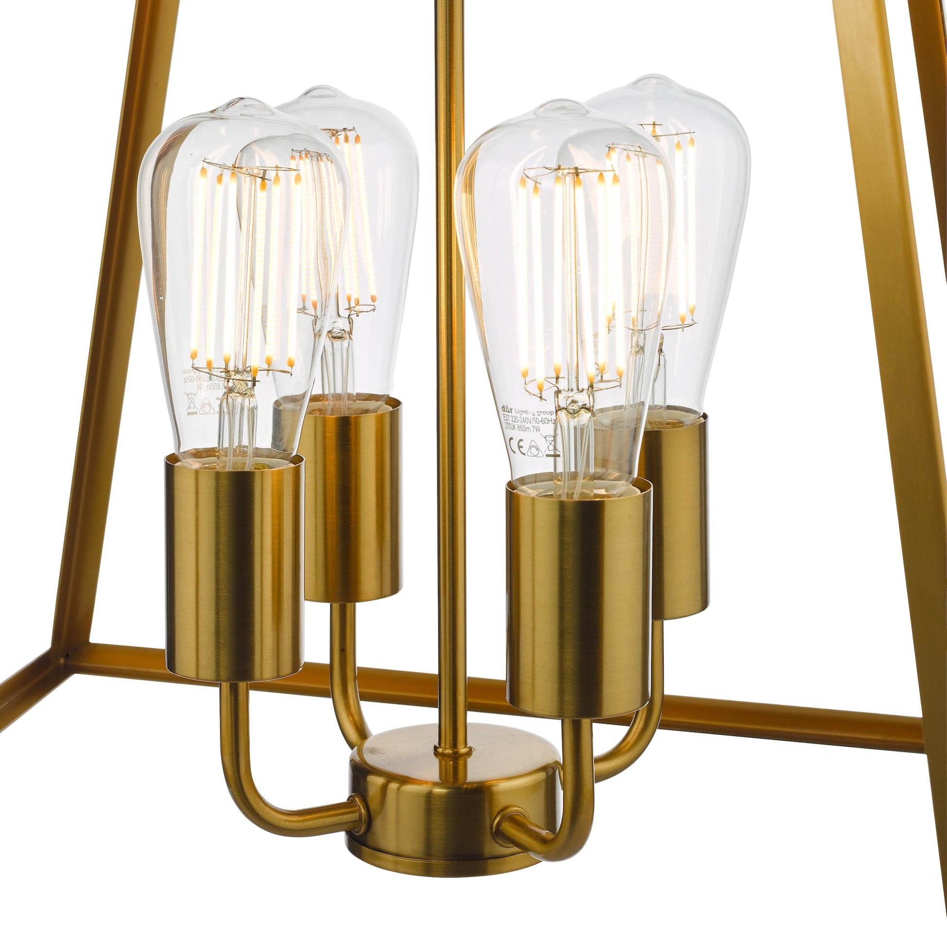 dar lighting Academy 4 Light Lantern Natural Brass ACA8635