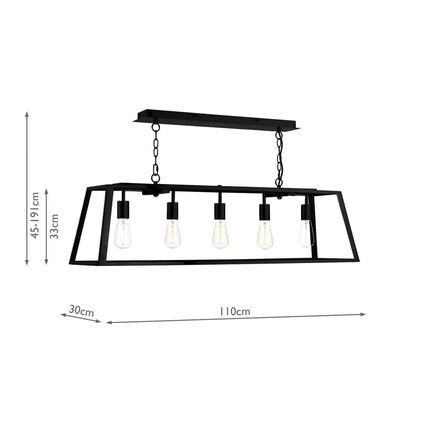 dar lighting Academy 5 Light Pendant Black ACA0522