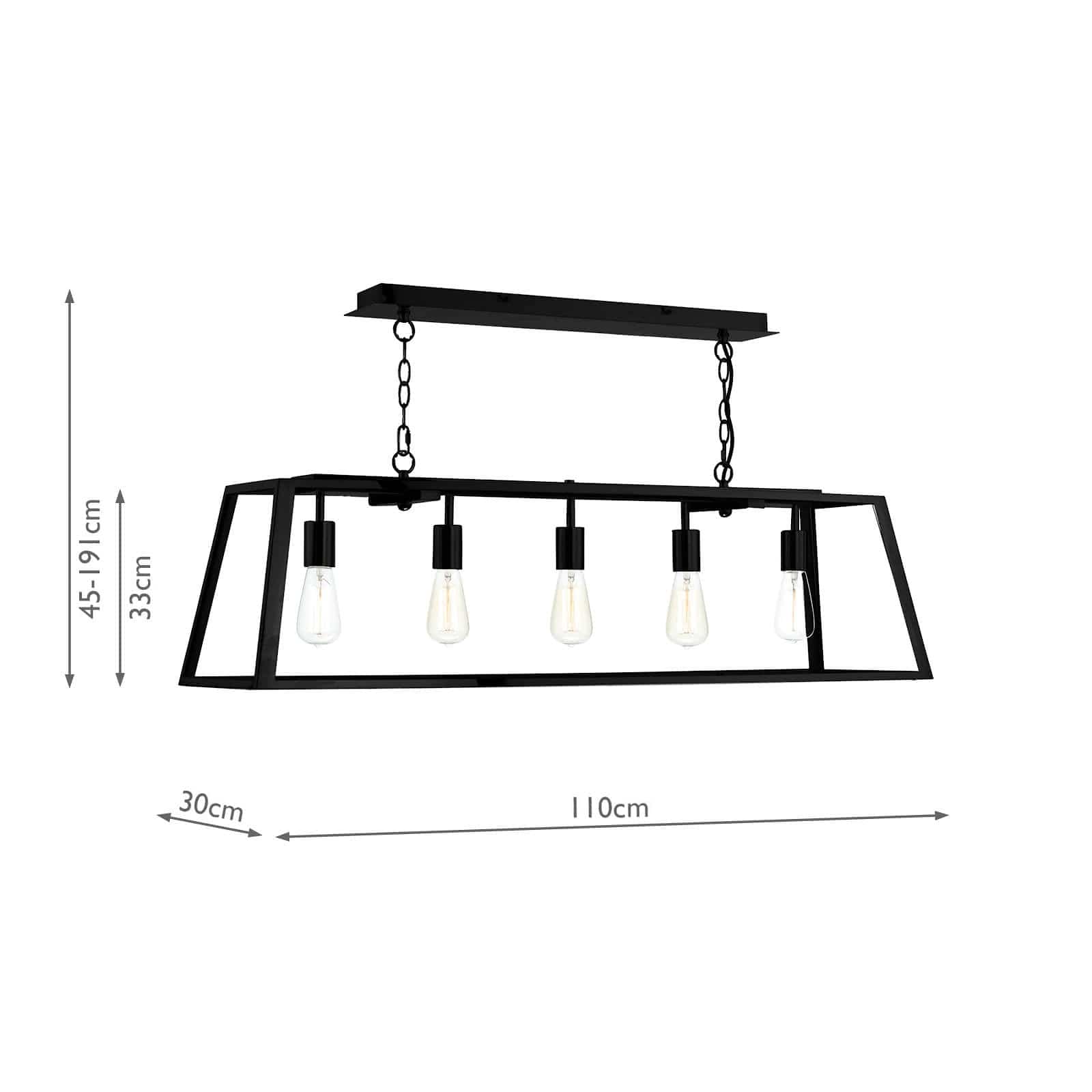 dar lighting Academy 5 Light Pendant Black ACA0522