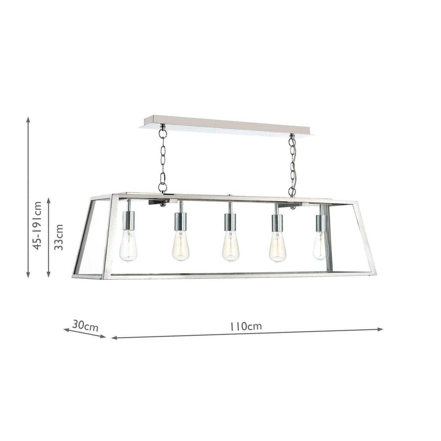 dar lighting Academy 5 Light Pendant Stainless Steel ACA0544