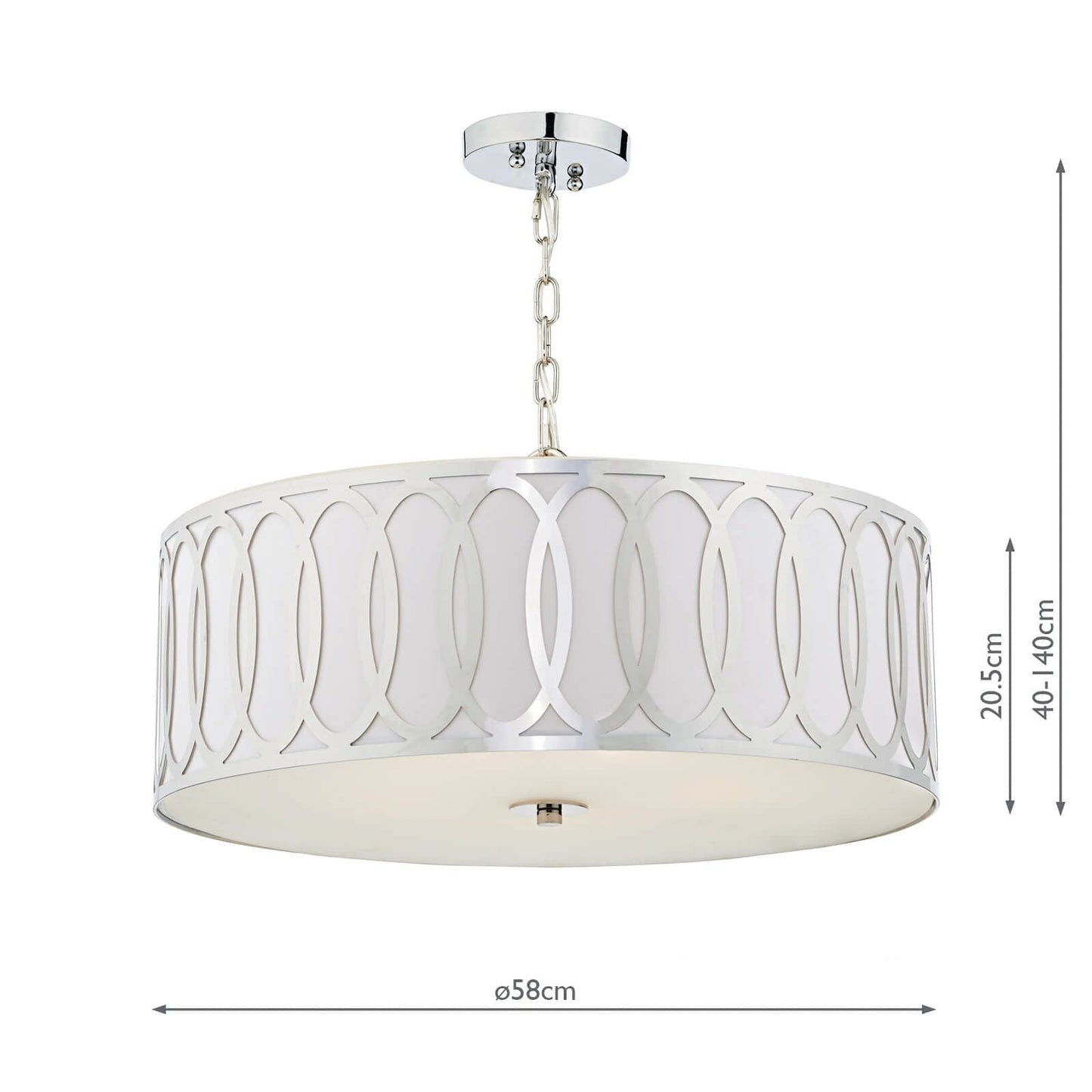 dar lighting Acura 5 Light Pendant Polished Chrome White ACU0550
