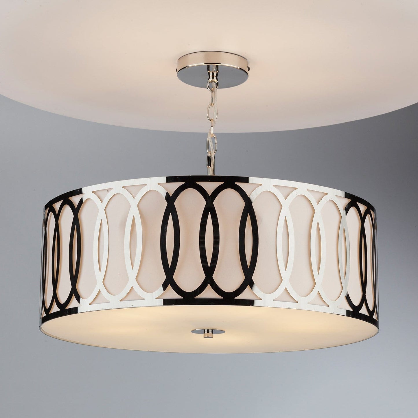 dar lighting Acura 5 Light Pendant Polished Chrome White ACU0550