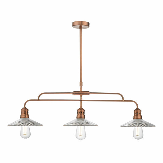 dar lighting Adeline Bar Pendant Brushed Copper & Glass ADE7364