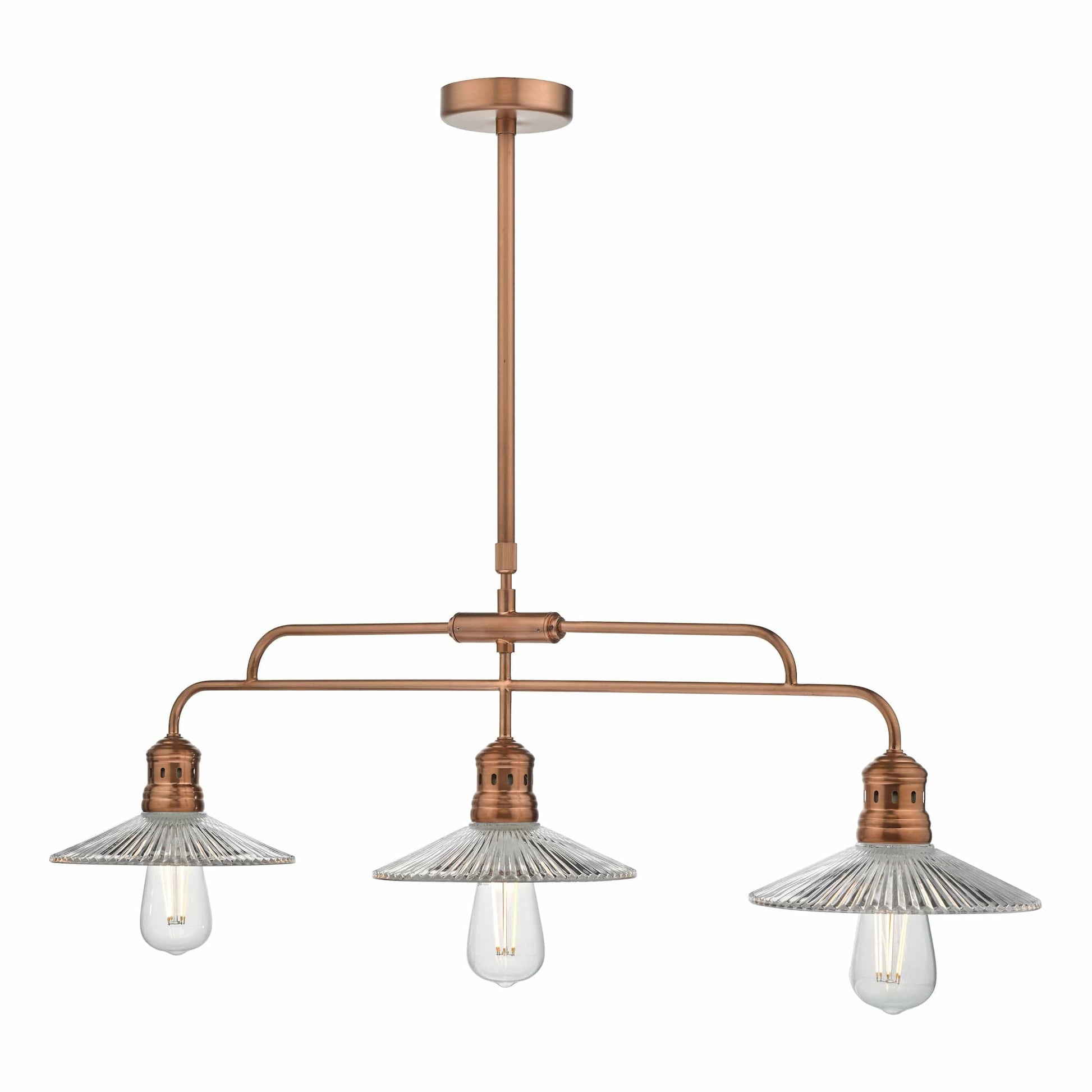 dar lighting Adeline Bar Pendant Brushed Copper & Glass ADE7364