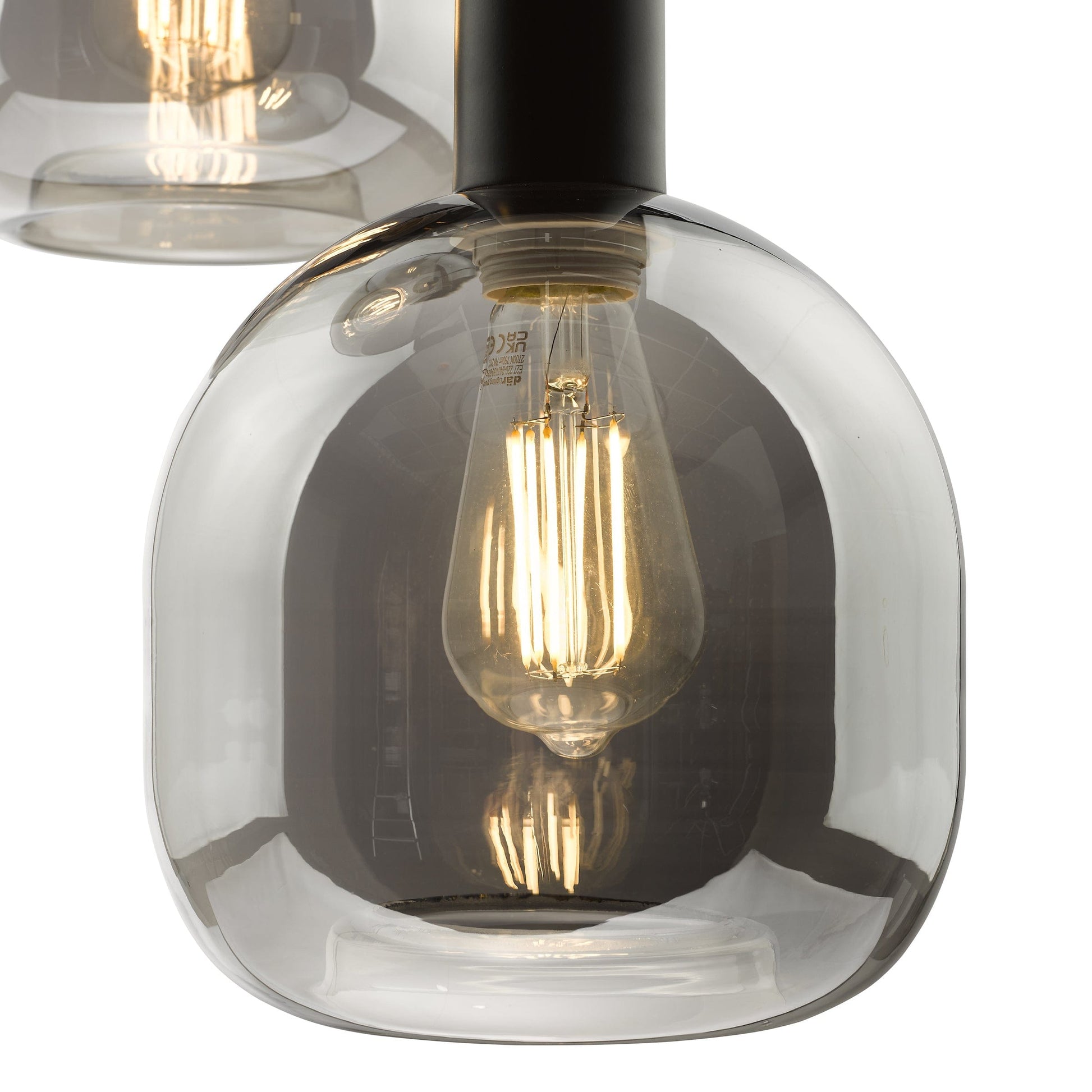 dar lighting Aiden 3 Light Cluster Pendant Satin Black & Smoked AID0310