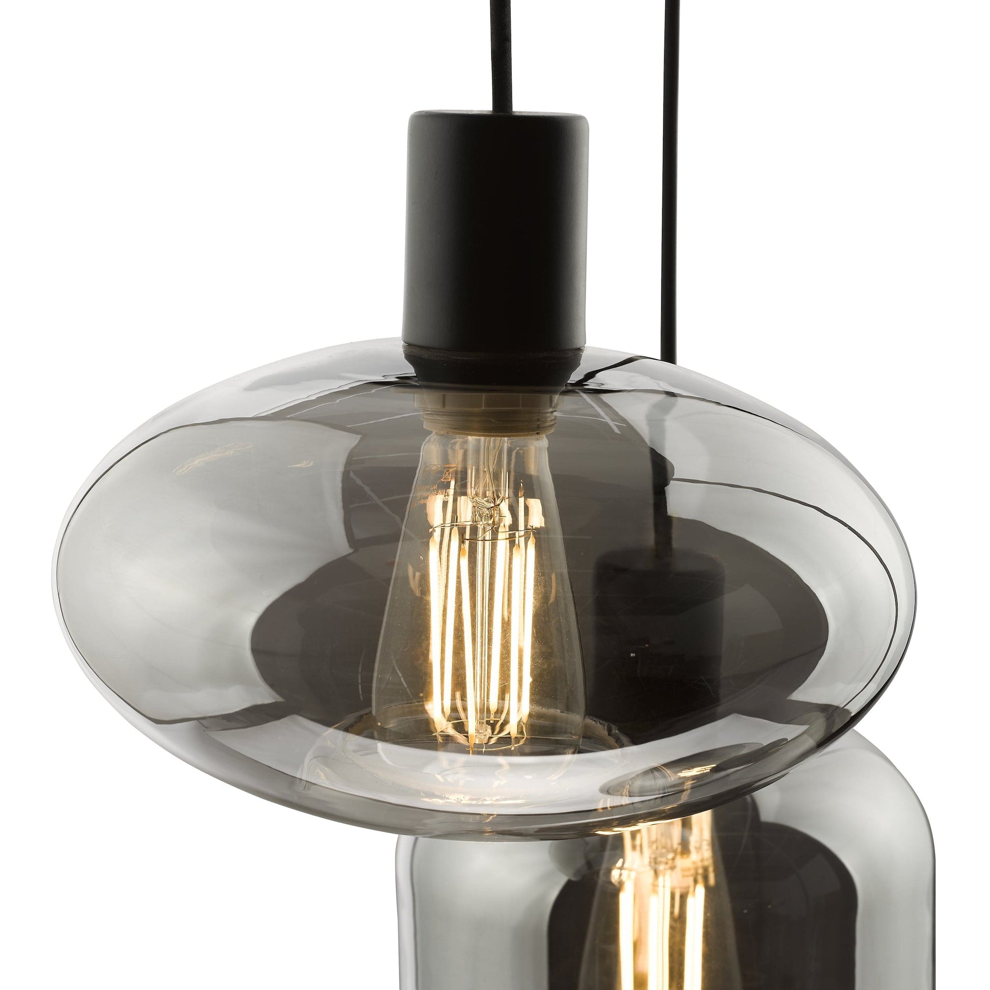 dar lighting Aiden 3 Light Cluster Pendant Satin Black & Smoked AID0310