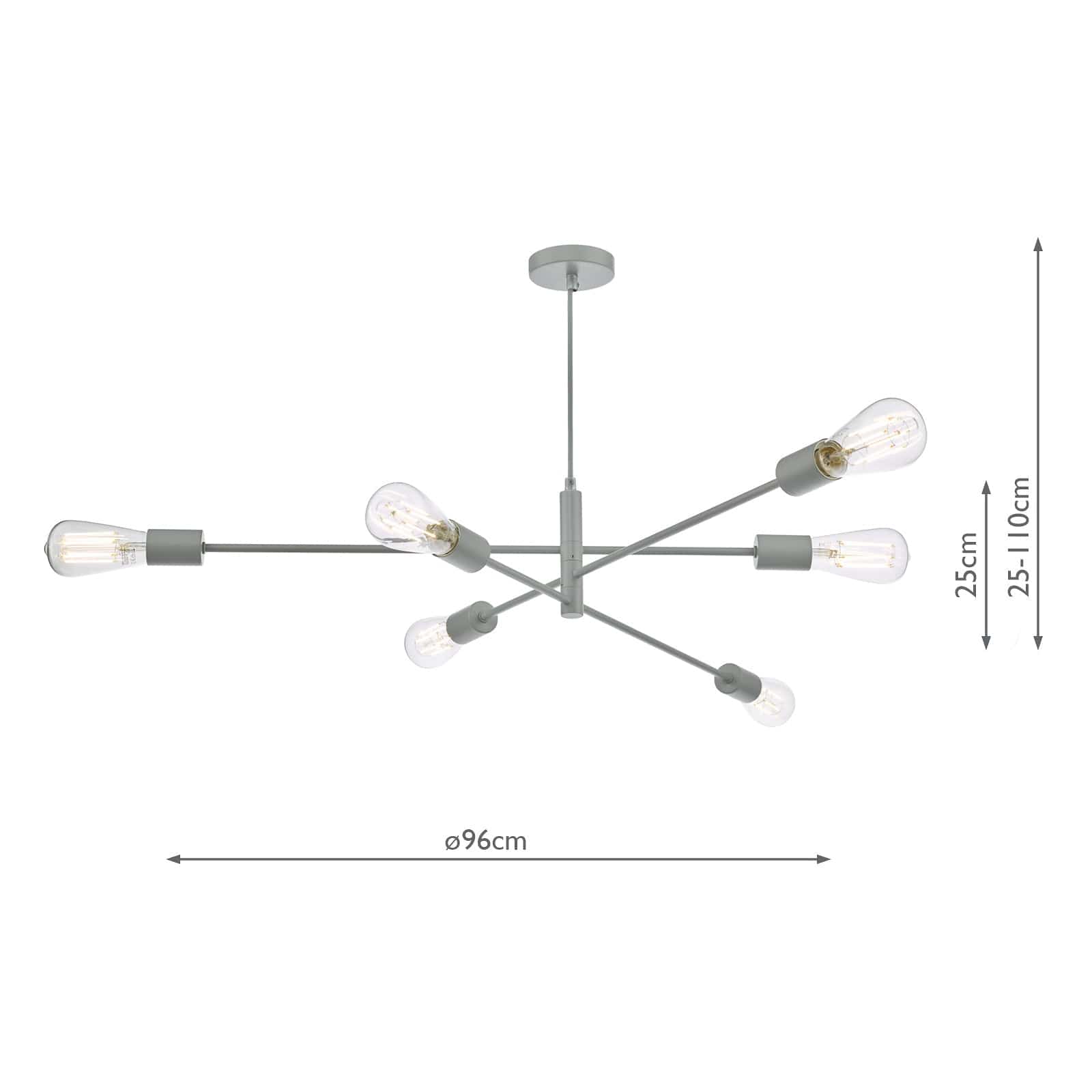 dar lighting Alana 6 Light Armed Fitting Matt Grey ALA0639