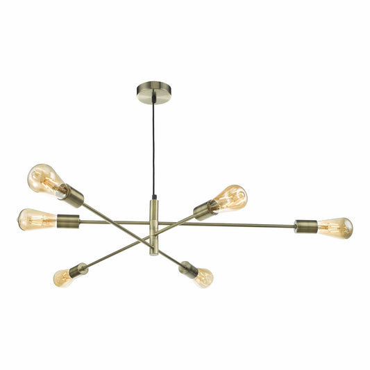 dar lighting Alana 6 Light Pendant Antique Brass ALA0675