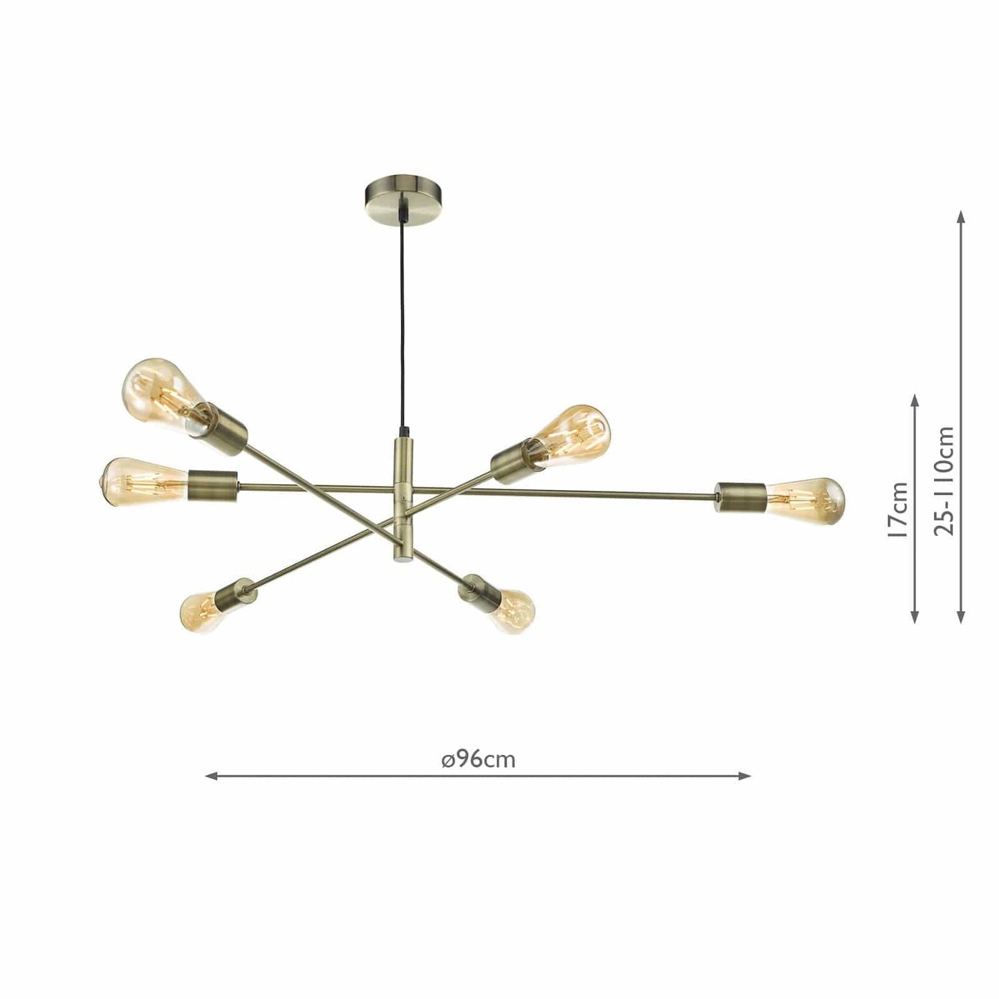 dar lighting Alana 6 Light Pendant Antique Brass ALA0675