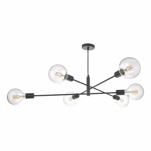 dar lighting Alana 6 Light Pendant Black ALA0622