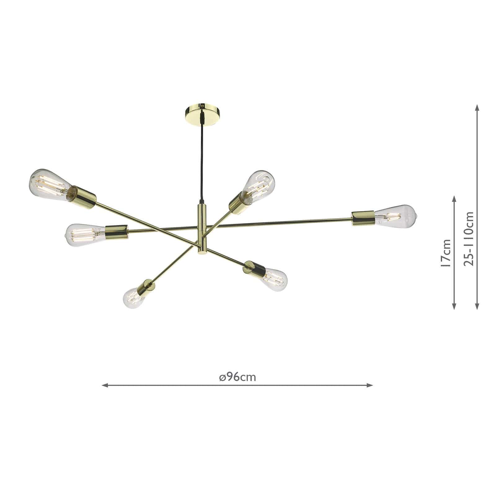 dar lighting Alana 6 Light Pendant Polished Gold ALA0635