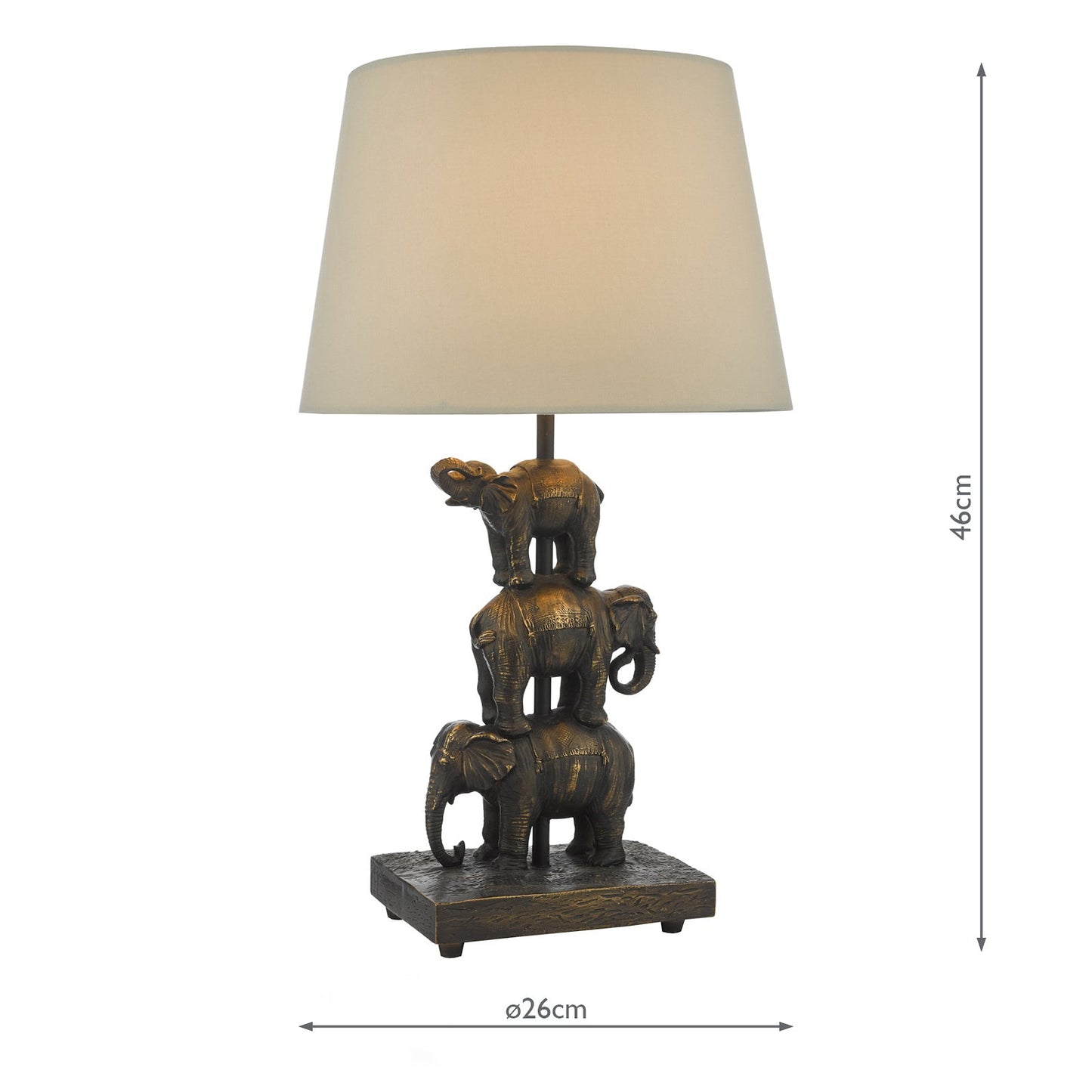 dar lighting Alina Elephant Table Lamp Antique Bronze With Shade ALI4222