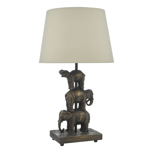 dar lighting Alina Elephant Table Lamp Antique Bronze With Shade ALI4222