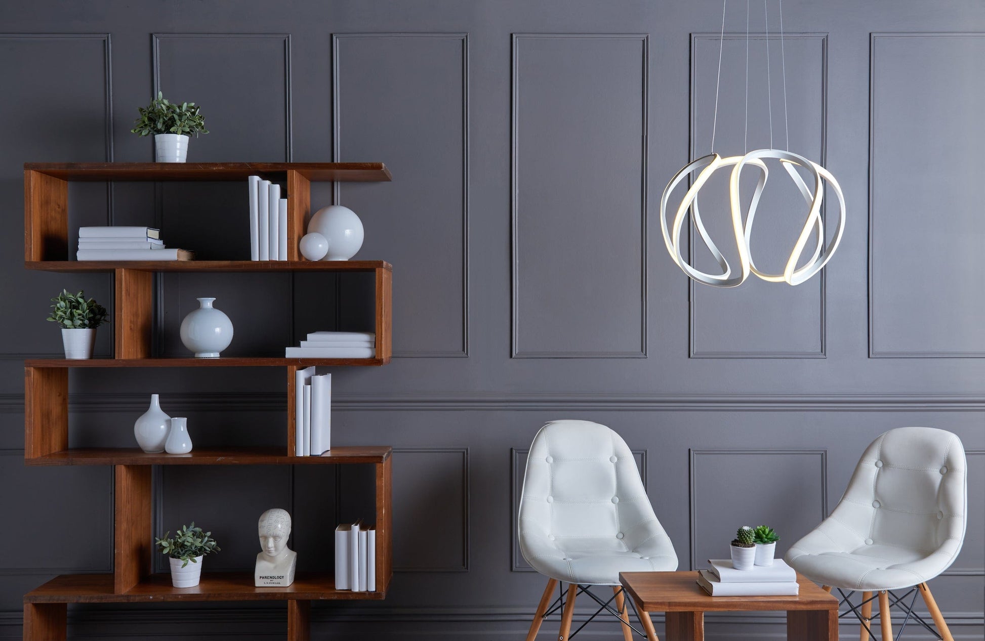 dar lighting Alonsa Pendant Small White LED ALO012